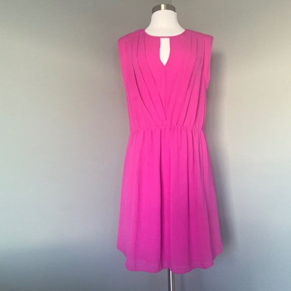 REBECCA TAYLOR Crepe Fuchsia Casual Fuchsia Hot Pink Cocktail Dress 12 XL - Picture 7 of 11